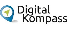 Logo Digital Kompass mit grüner Kompassnadel in blauer Lupe