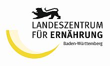 Logo des Landeszentrums für Ernährung Baden-Württemberg mit SChriftzug und geschwungenem, gelben Bogen