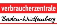 Logo der Verbraucherzentrale Baden-Württemberg mit weißer Schrift auf rotem Grund und schwarzer geschwungener Schrift auf weißem Grund