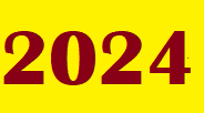 Jahreszahl 2024 in braunrot auf gelblichem Hintergrund