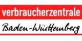 Logo der Verbraucherzentrale Baden-Württemberg mit weißer und schwarzem SChriftzug vor rot-weiß quergestreiftem Hintergrund