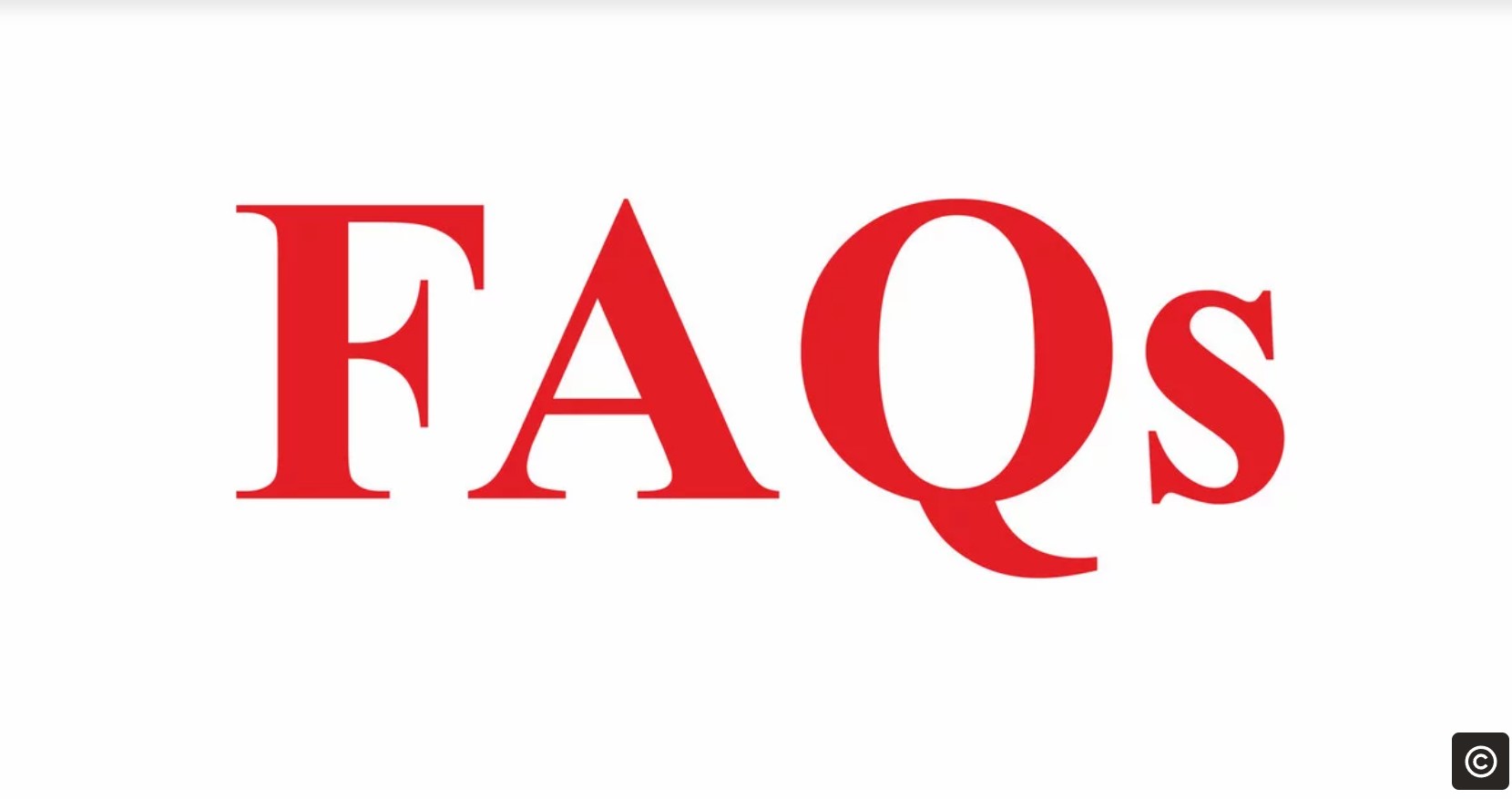 Schriftzug FAQ in rot auf weißem Grund