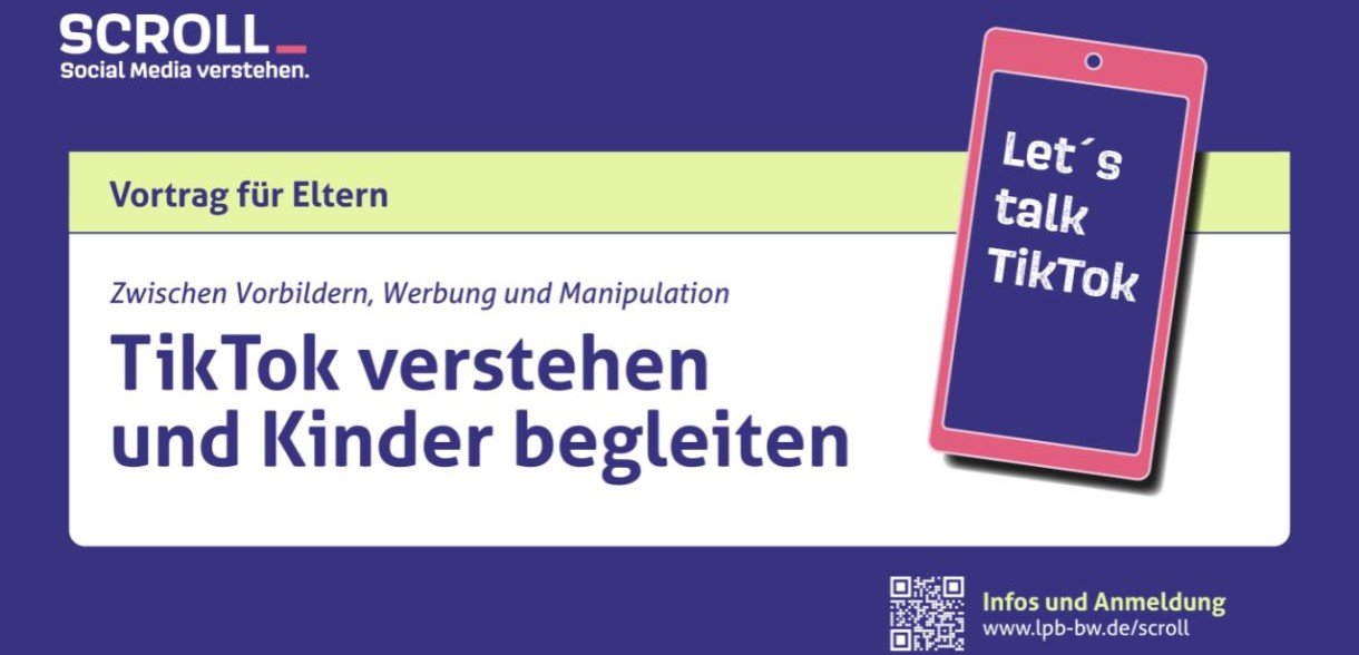 Sharepic TikTok verstehen und Kinder begleiten auf lila Hintergrund Sharepic TikTok verstehen und Kinder begleiten auf lila Hintergrund